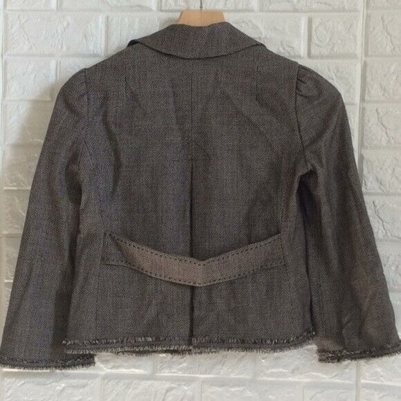 Rebecca Taylor black white textured Raw Hem blazer Women’s Size 2 - Picture 5 of 7